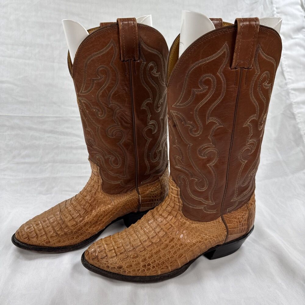 Nocona Genuine Hornback Alligator Cowboy Western Boots Mens Size 8.5 2E